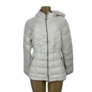 Athleta Small Women Full Zip Up Hooded Puffer Down Jacket Outdoor Light CLT